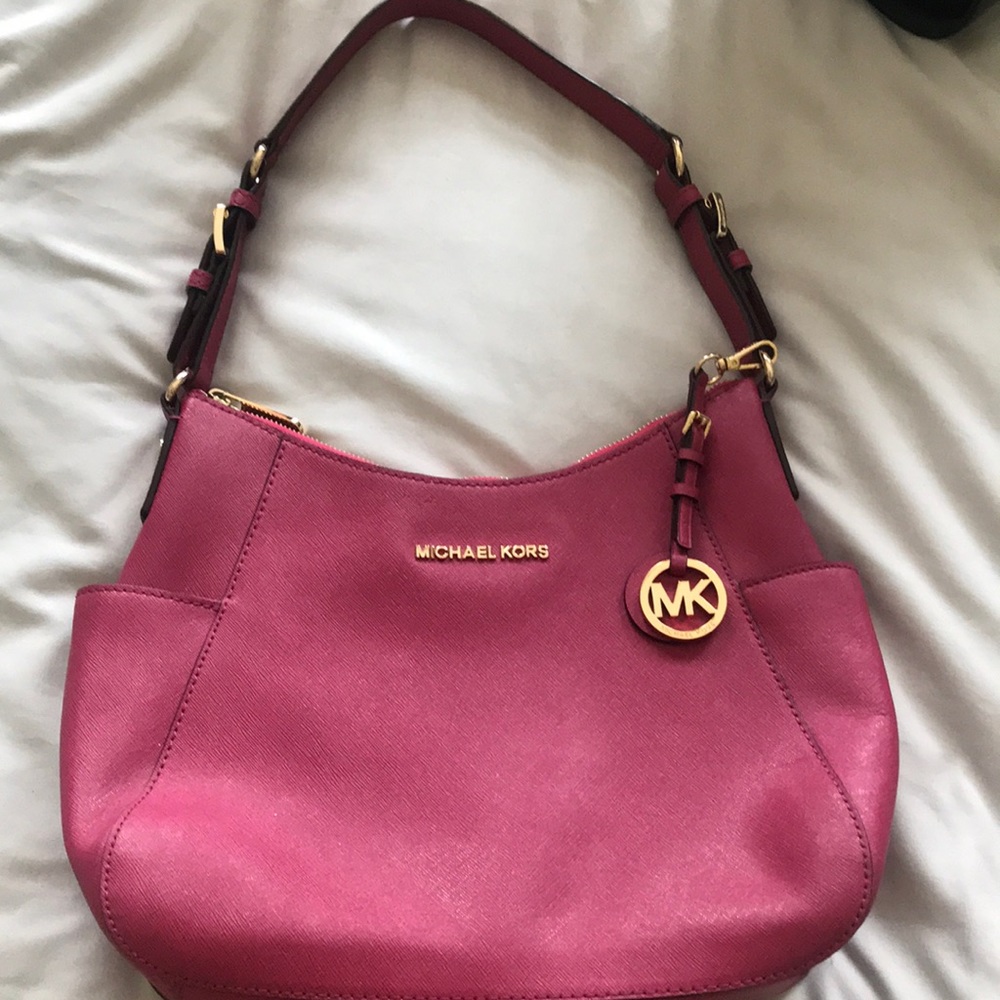 Michael kors hot pink leather purse